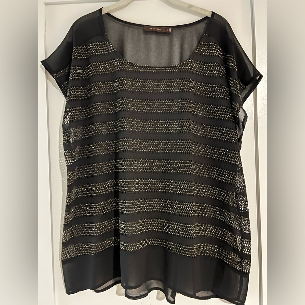 The Limited Black and Gold Sheer Blouse